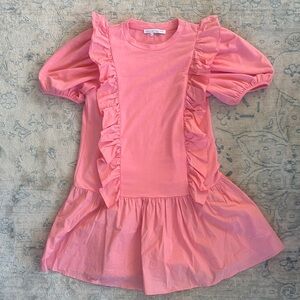 English Factory Pink Ruffle Dress Puff Sleeve Small